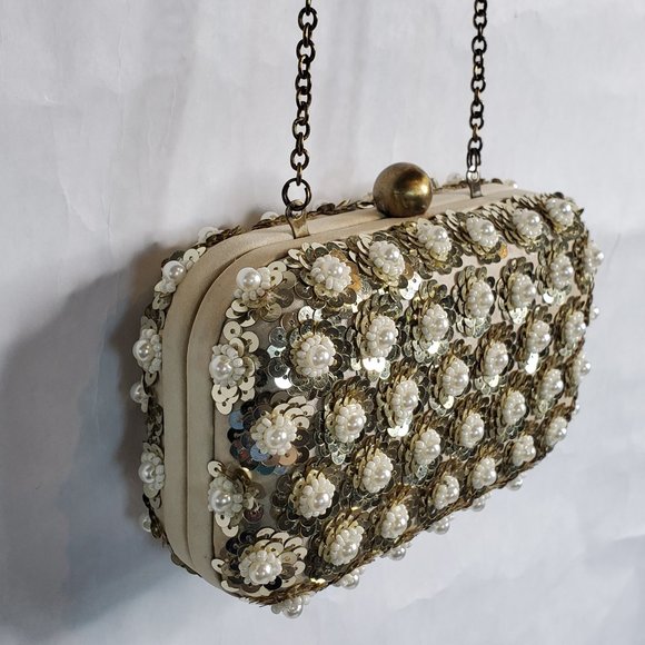 Santi Vintage Sequin Beaded Clutch Bag - Picture 3 of 9